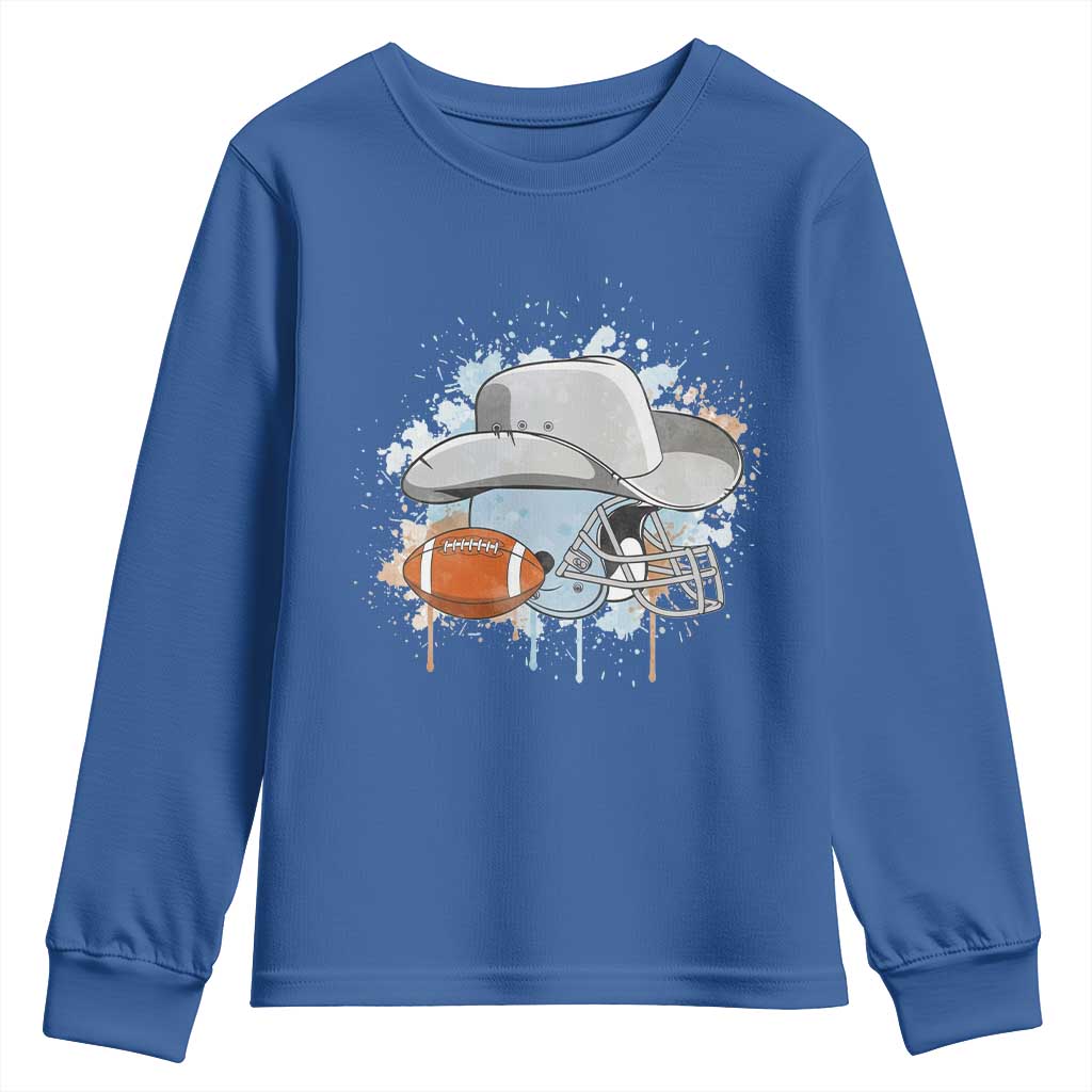 Cowboy Football Helmet Youth Sweatshirt Game Day Spirit Gift - Wonder Print Shop