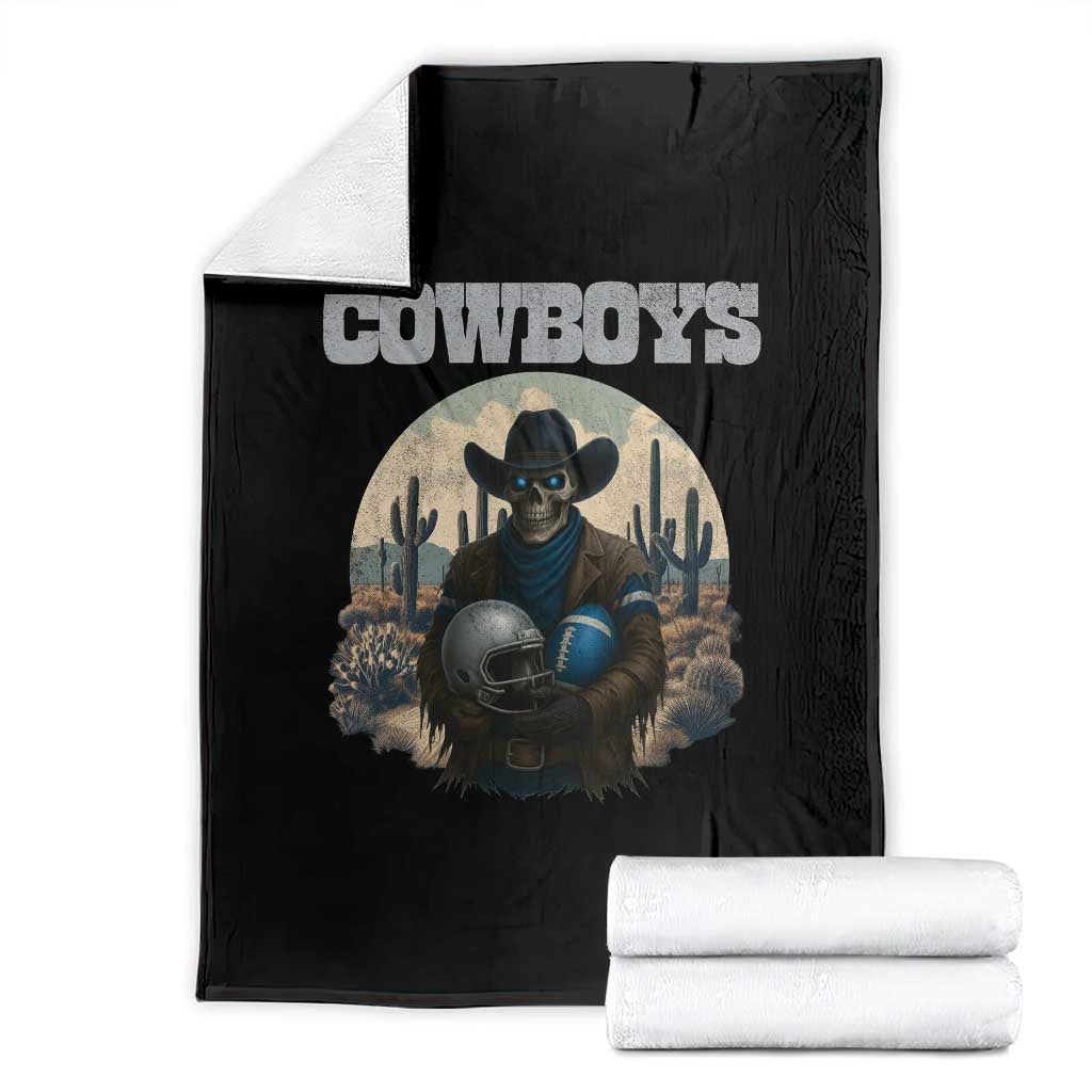 Skeleton Cowboy Football Player Throw Blanket Western Fan Gift - Wonder Print Shop