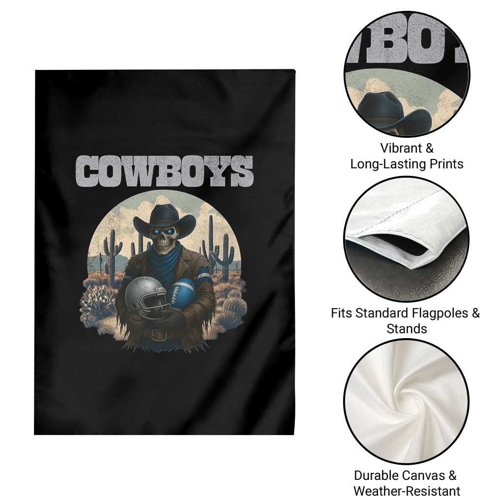 Skeleton Cowboy Football Player Garden Flag Western Fan Gift - Wonder Print Shop