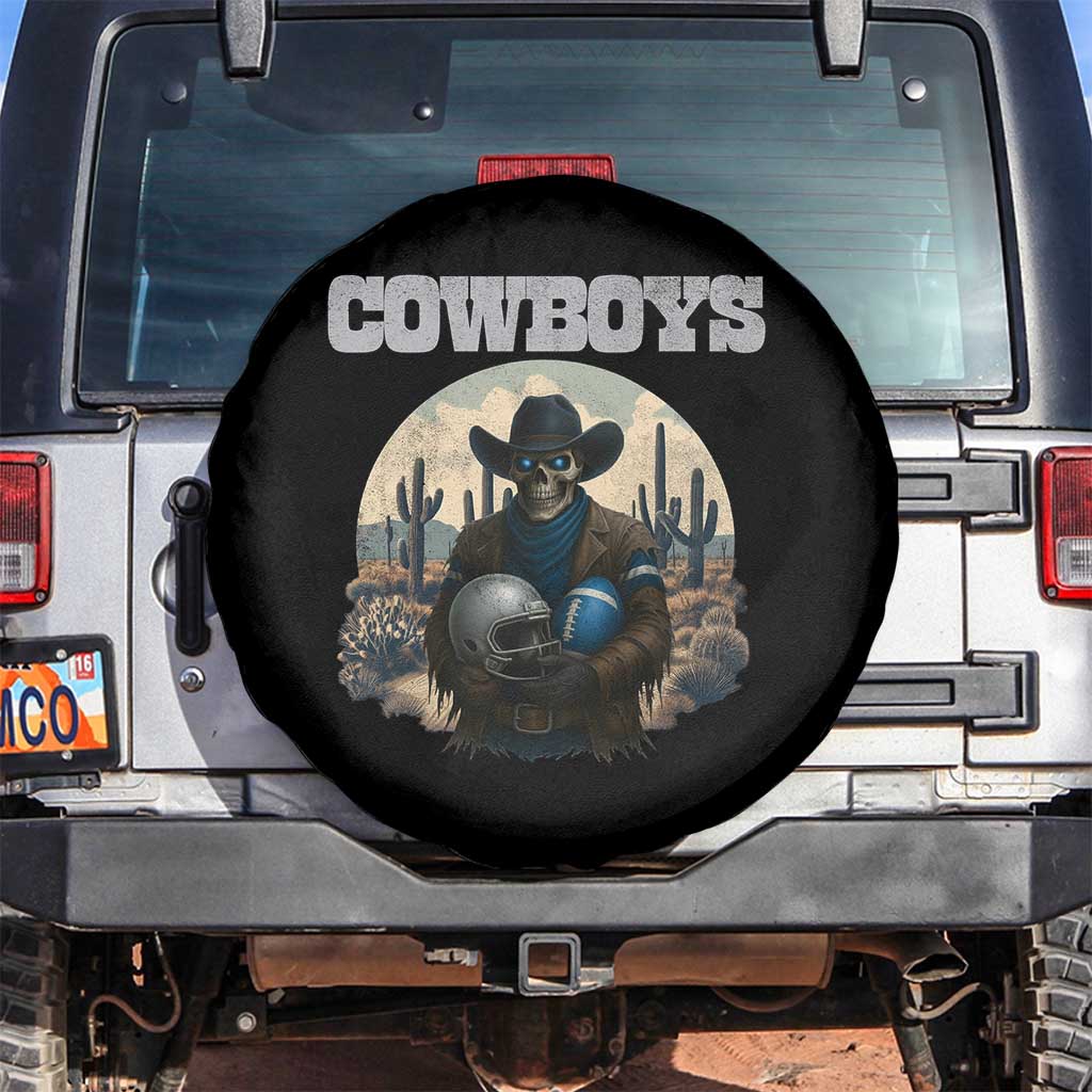 Skeleton Cowboy Football Player Spare Tire Cover Western Fan Gift - Wonder Print Shop