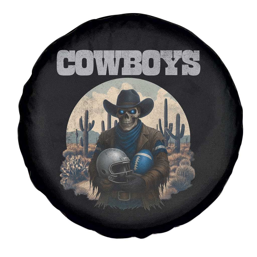 Skeleton Cowboy Football Player Spare Tire Cover Western Fan Gift - Wonder Print Shop
