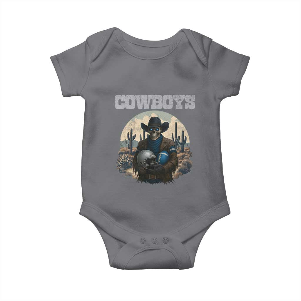 Skeleton Cowboy Football Player Baby Onesie Western Fan Gift - Wonder Print Shop
