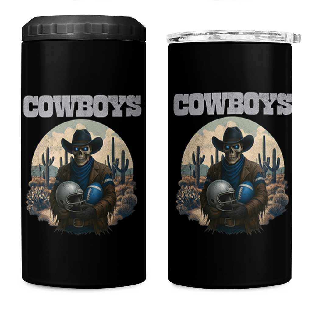 Skeleton Cowboy Football Player 4 in 1 Can Cooler Tumbler Western Fan Gift - Wonder Print Shop