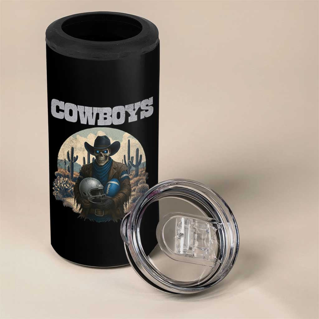 Skeleton Cowboy Football Player 4 in 1 Can Cooler Tumbler Western Fan Gift - Wonder Print Shop