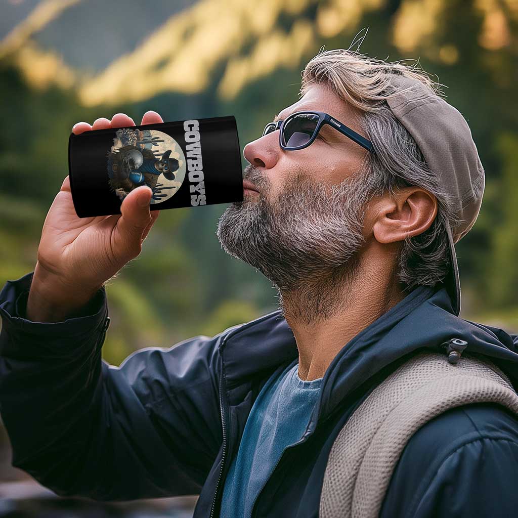 Skeleton Cowboy Football Player 4 in 1 Can Cooler Tumbler Western Fan Gift - Wonder Print Shop