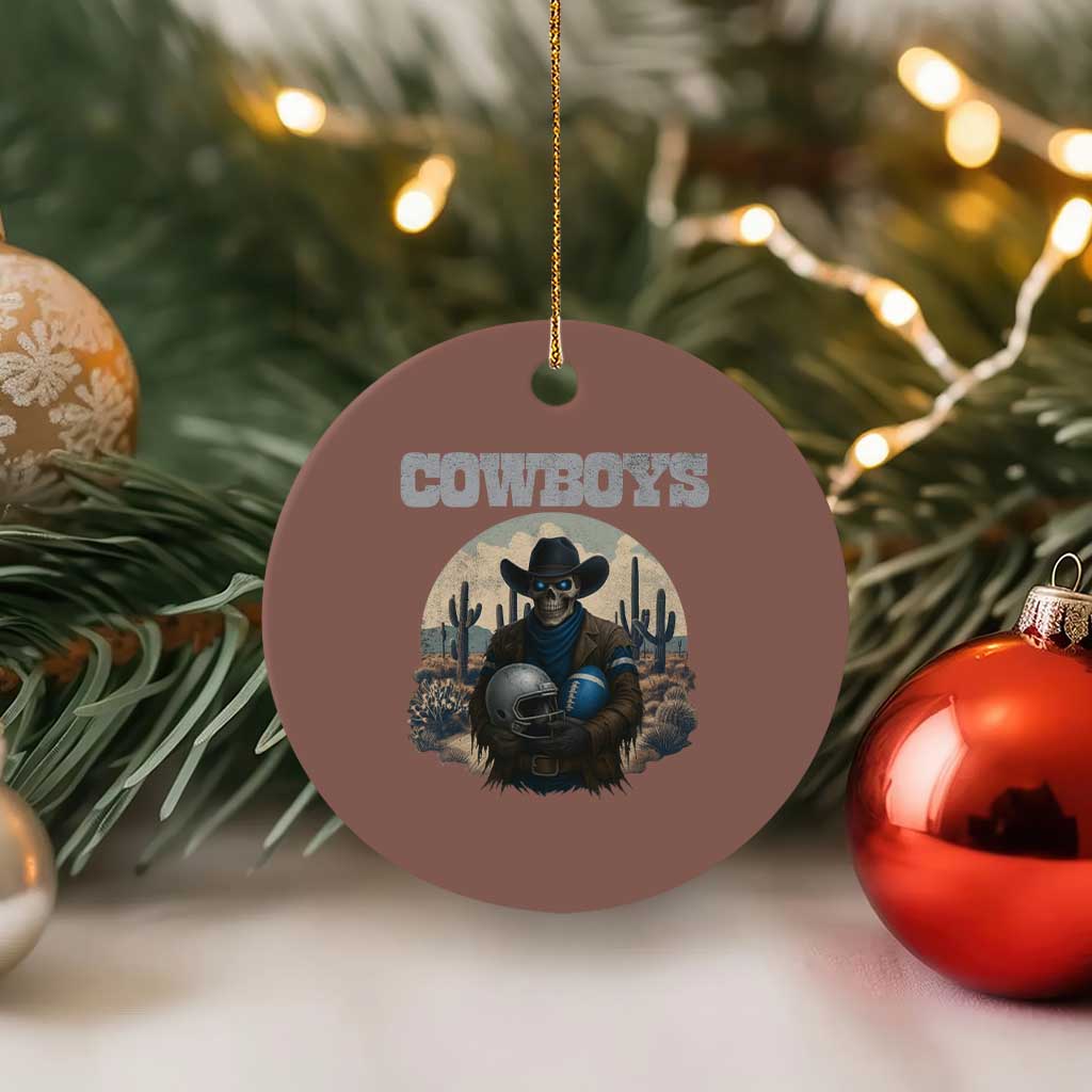 Skeleton Cowboy Football Player Ceramic Ornament Western Fan Gift - Wonder Print Shop