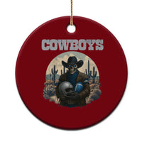 Skeleton Cowboy Football Player Ceramic Ornament Western Fan Gift - Wonder Print Shop
