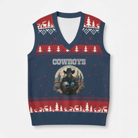 Skeleton Cowboy Football Player V-Neck Knit Sweater Vest Western Fan Gift - Wonder Print Shop