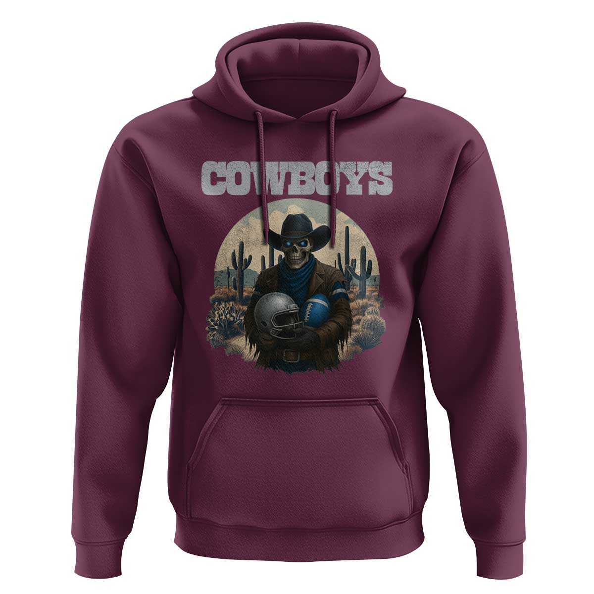 Skeleton Cowboy Football Player Hoodie Western Fan Gift - Wonder Print Shop