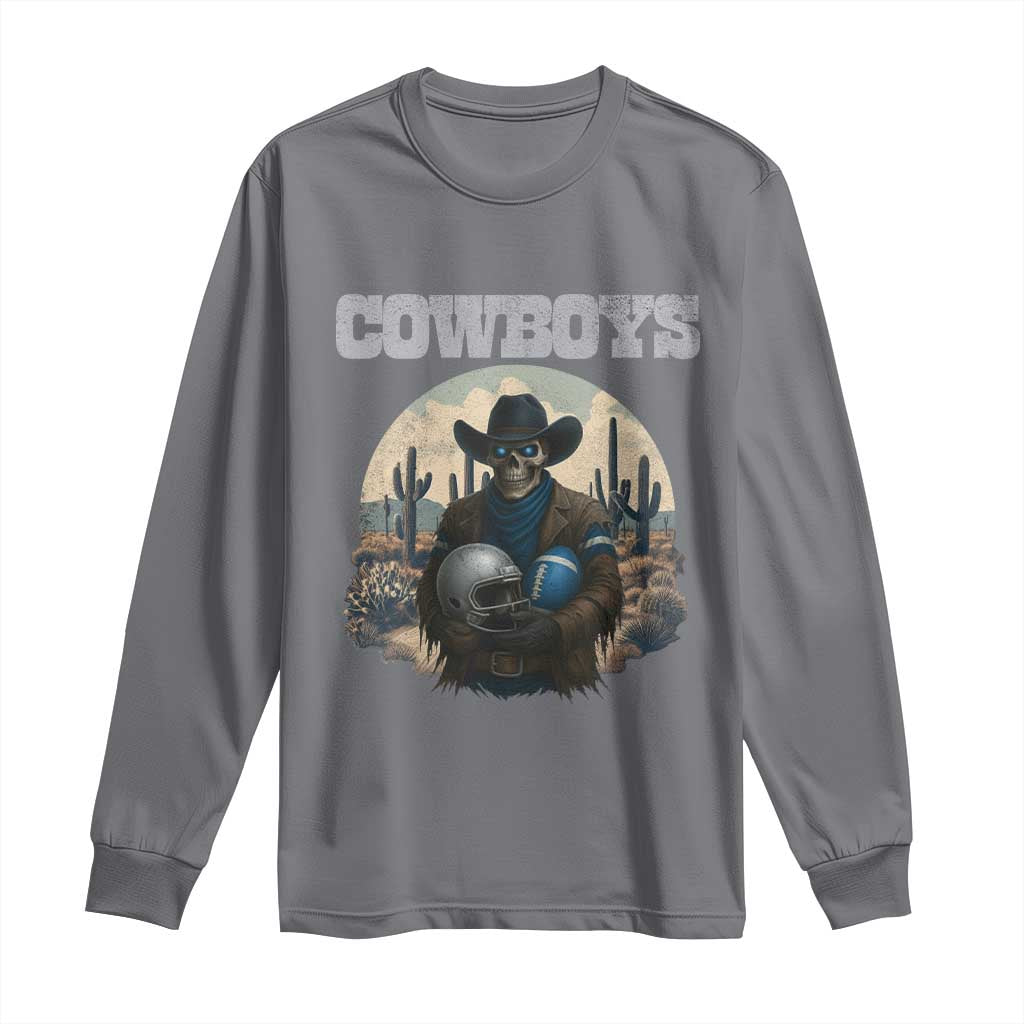 Skeleton Cowboy Football Player Long Sleeve Shirt Western Fan Gift - Wonder Print Shop