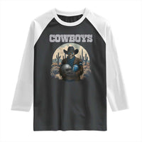 Skeleton Cowboy Football Player Raglan Shirt Western Fan Gift - Wonder Print Shop