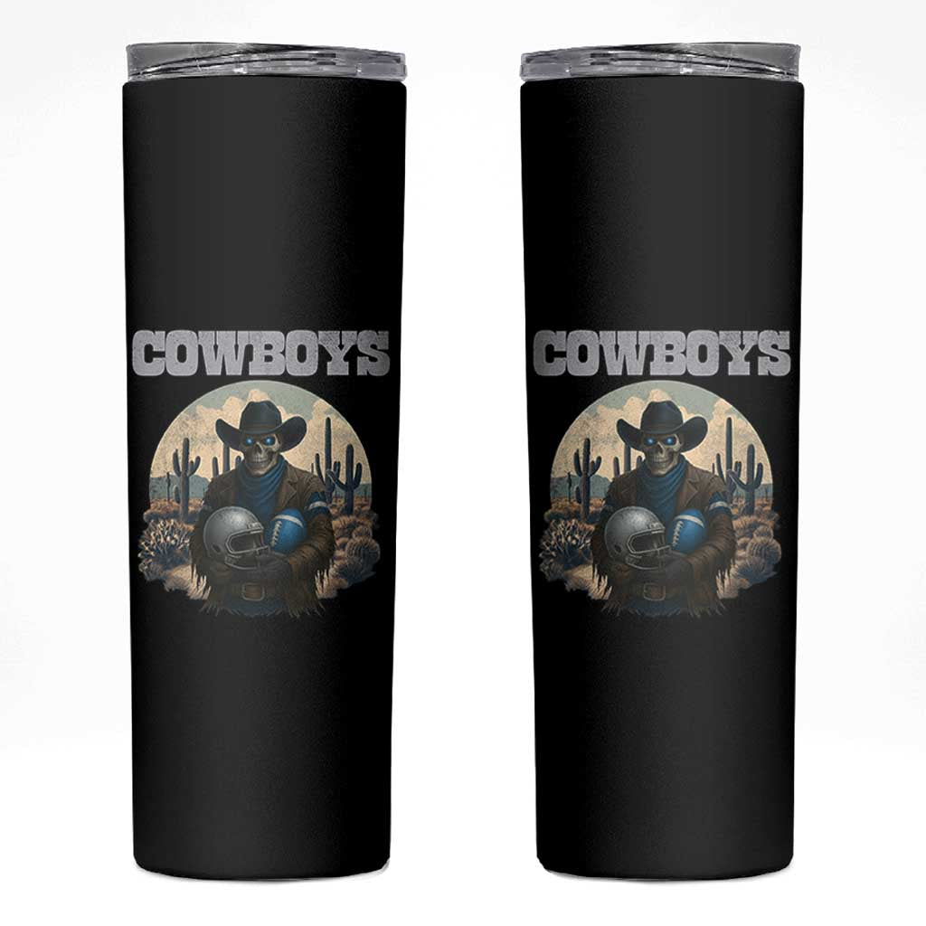Skeleton Cowboy Football Player Skinny Tumbler Western Fan Gift - Wonder Print Shop
