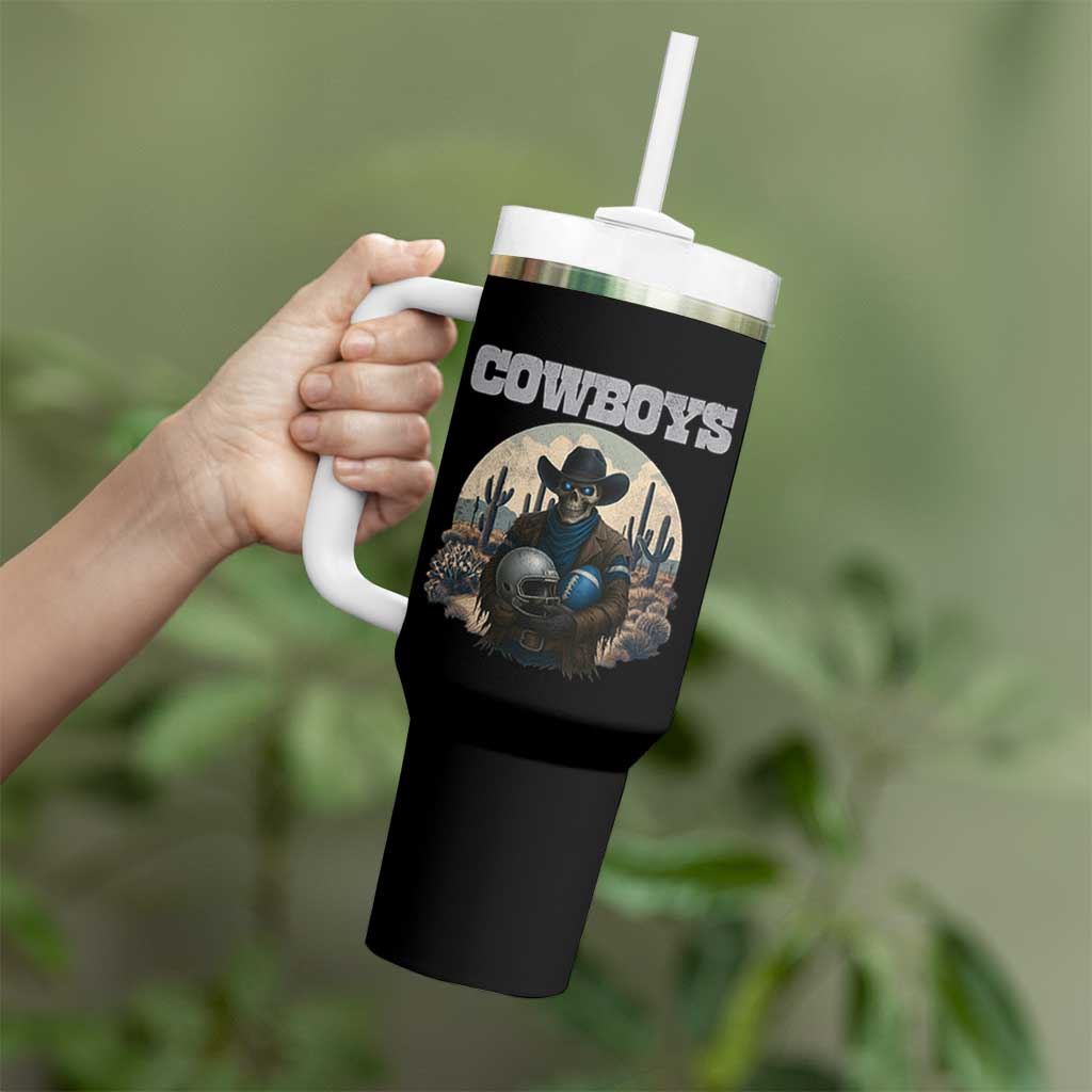 Skeleton Cowboy Football Player Tumbler With Handle Western Fan Gift - Wonder Print Shop