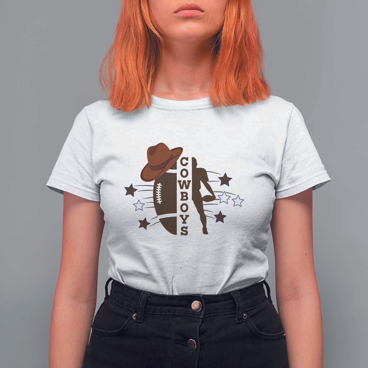 Cowboy Football Pride T Shirt For Women Western Style Gift - Wonder Print Shop