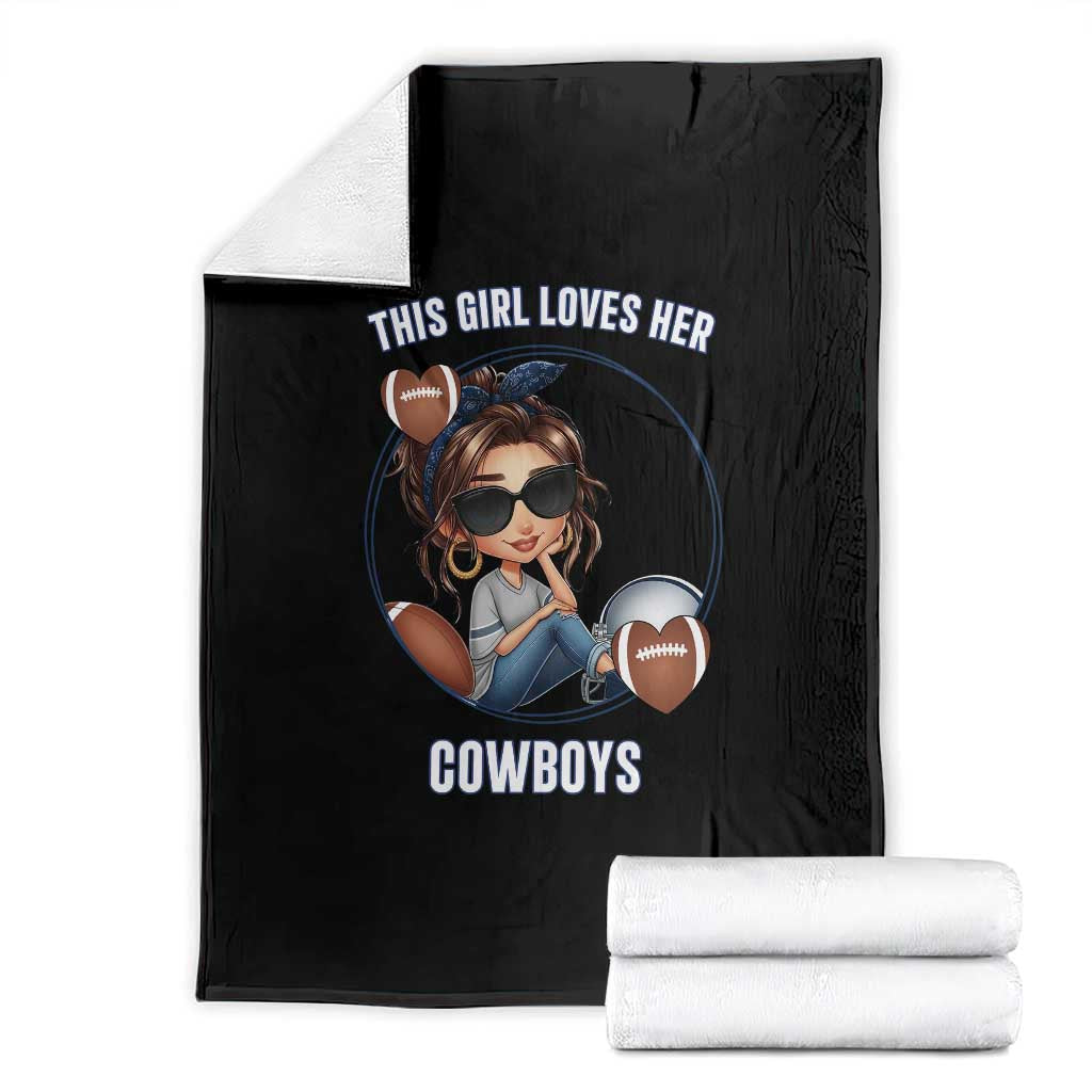 This Girl Loves Her Cowboys Throw Blanket Game Day Gift For Fans - Wonder Print Shop