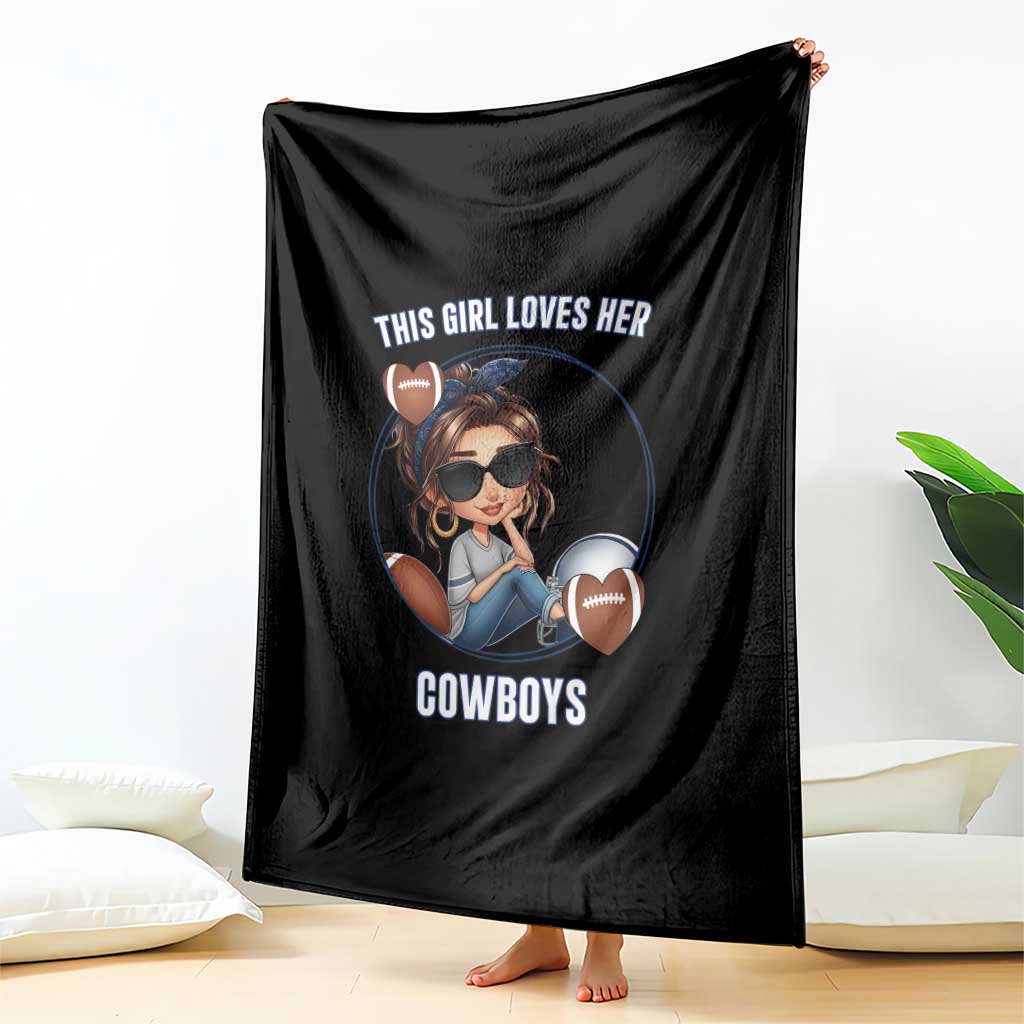 This Girl Loves Her Cowboys Throw Blanket Game Day Gift For Fans - Wonder Print Shop