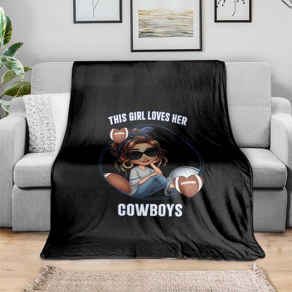 This Girl Loves Her Cowboys Throw Blanket Game Day Gift For Fans - Wonder Print Shop
