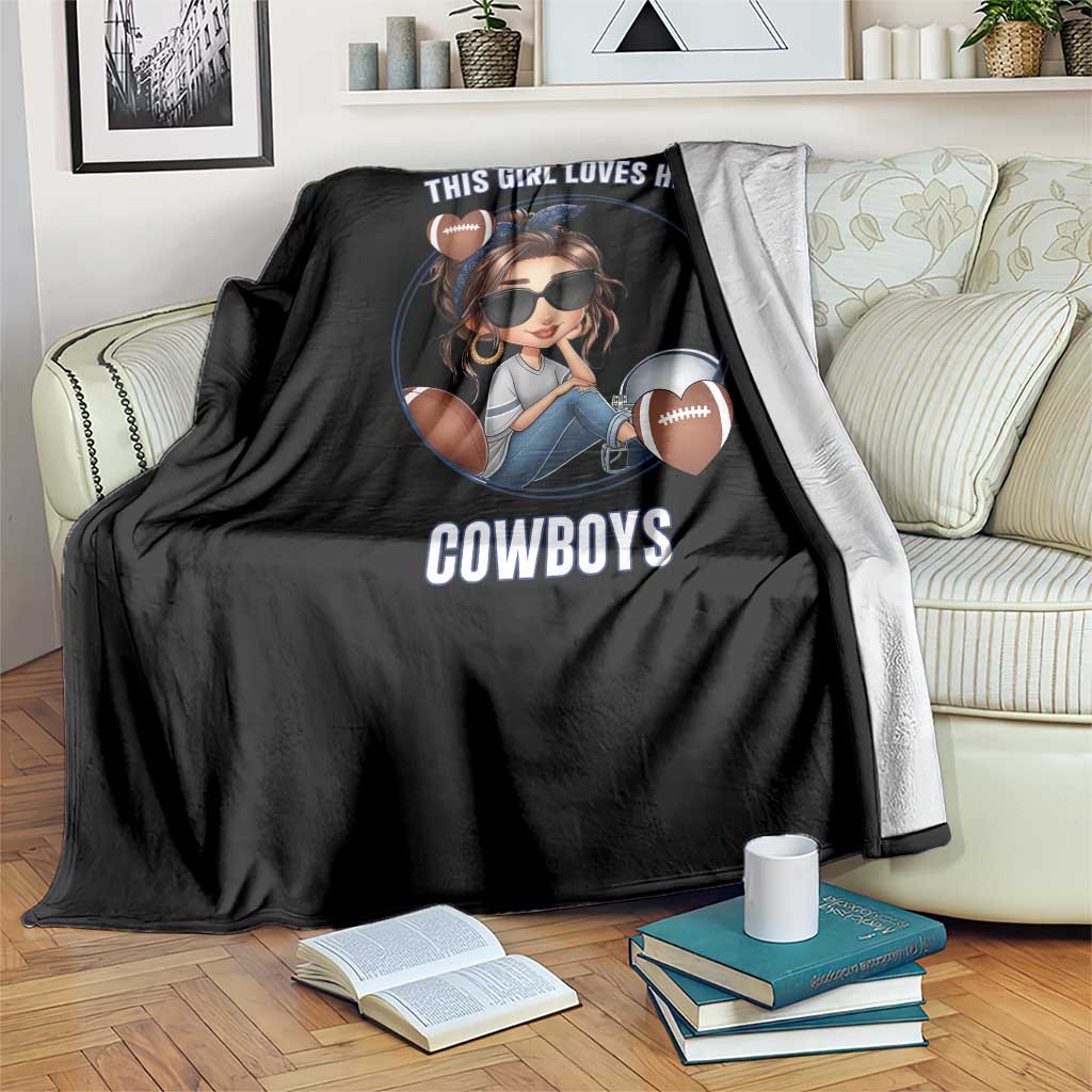 This Girl Loves Her Cowboys Throw Blanket Game Day Gift For Fans - Wonder Print Shop