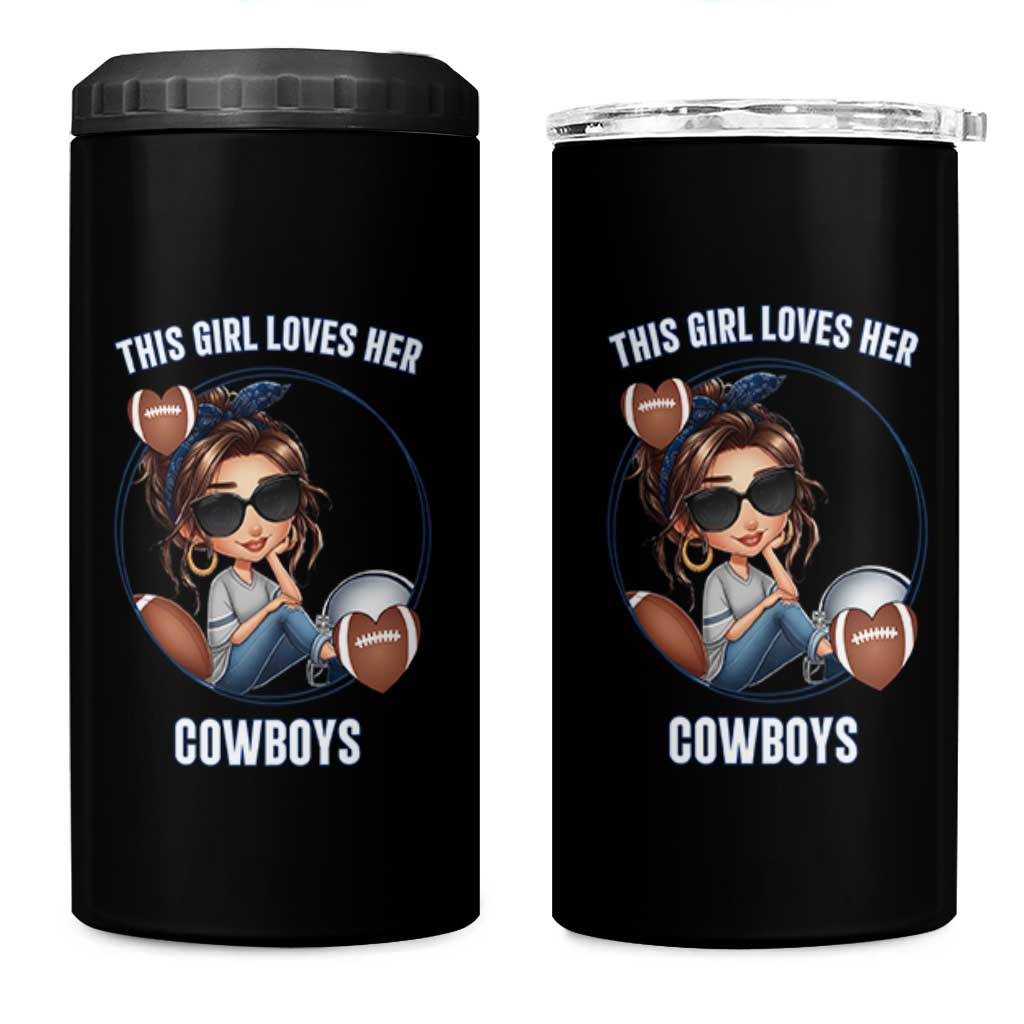 This Girl Loves Her Cowboys 4 in 1 Can Cooler Tumbler Game Day Gift For Fans - Wonder Print Shop