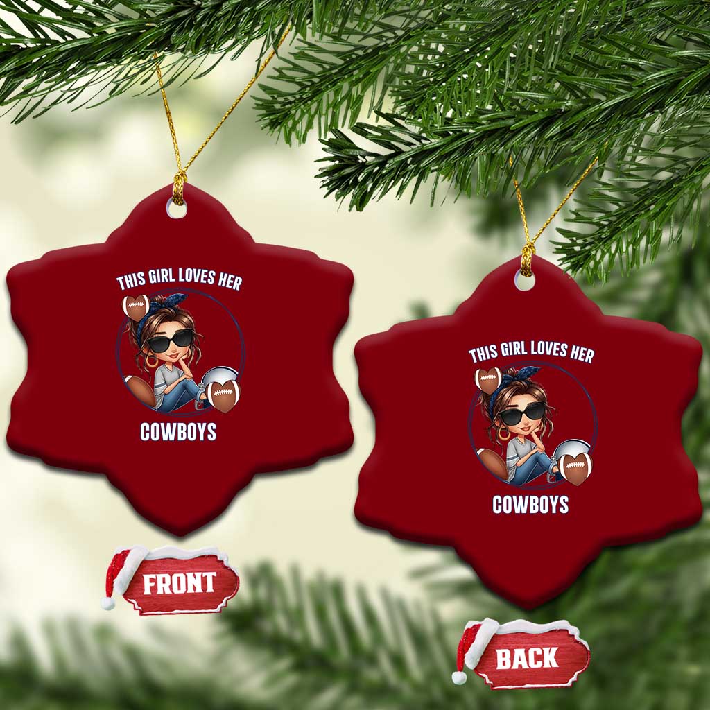 This Girl Loves Her Cowboys Ceramic Ornament Game Day Gift For Fans - Wonder Print Shop