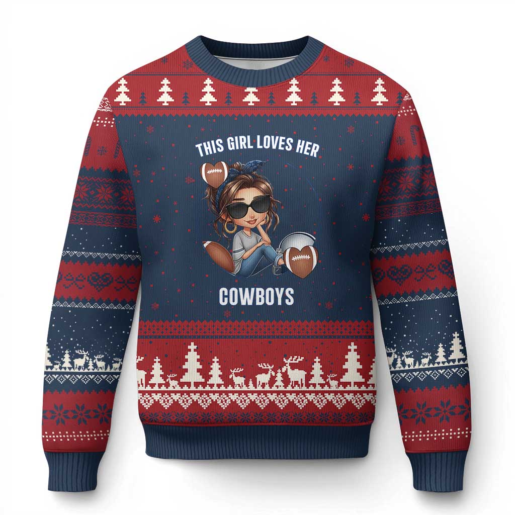This Girl Loves Her Cowboys Ugly Christmas Sweater Game Day Gift For Fans - Wonder Print Shop
