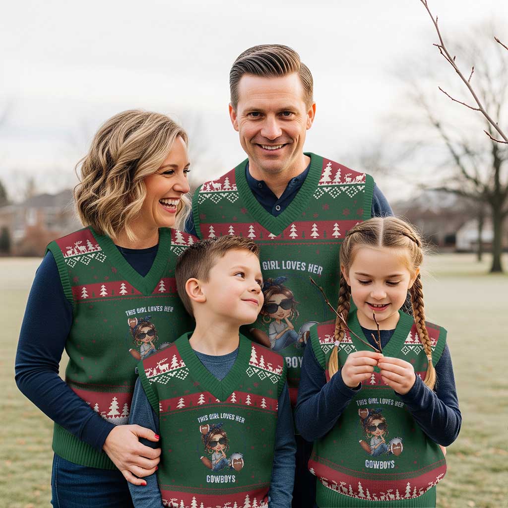 This Girl Loves Her Cowboys V-Neck Knit Sweater Vest Game Day Gift For Fans - Wonder Print Shop
