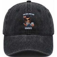 This Girl Loves Her Cowboy Washed Cotton Baseball Cap Game Day Gift For Fans