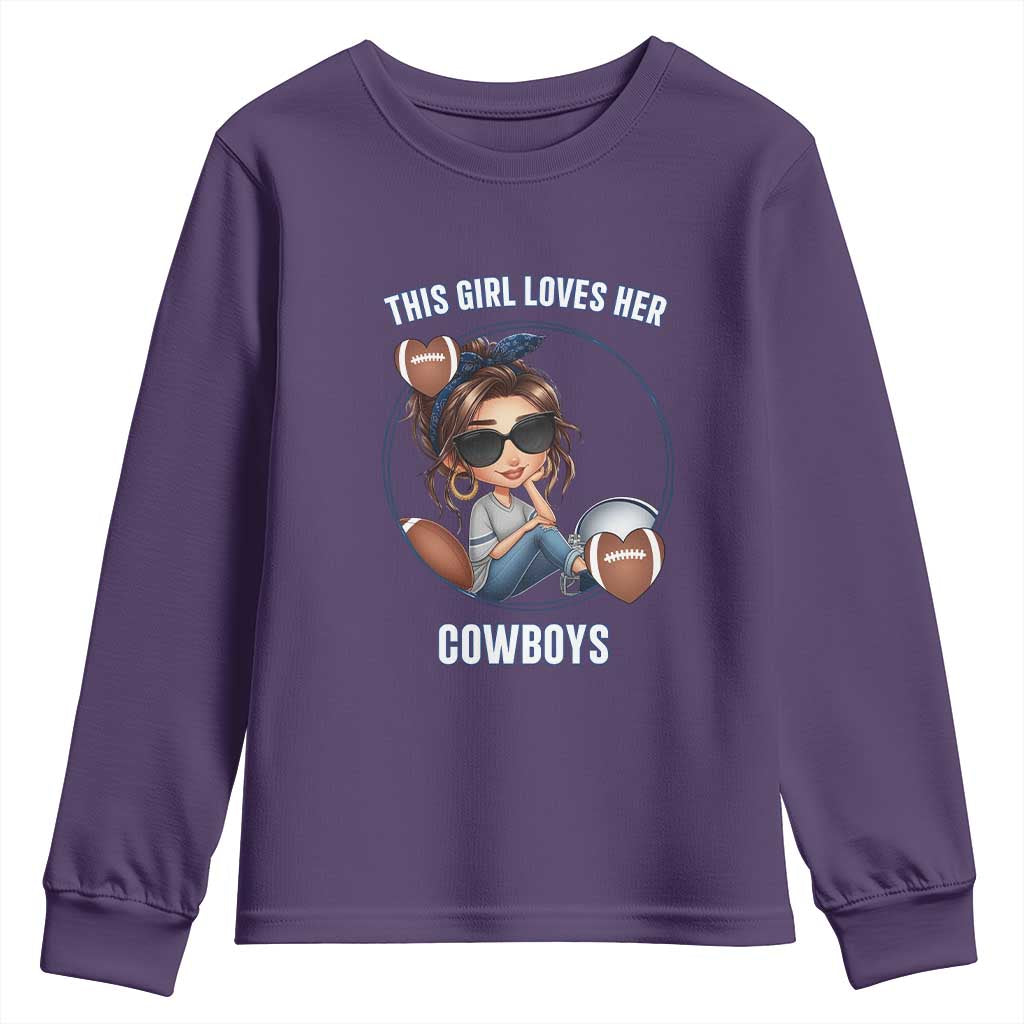 This Girl Loves Her Cowboys Youth Sweatshirt Game Day Gift For Fans - Wonder Print Shop