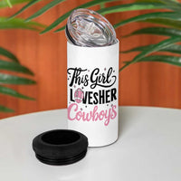 Funny Football Fan Gift 4 in 1 Can Cooler Tumbler This Girl Loves Her Cowboys - Wonder Print Shop