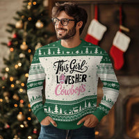 Funny Football Fan Gift Ugly Christmas Sweater This Girl Loves Her Cowboys - Wonder Print Shop