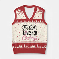 Funny Football Fan Gift V-Neck Knit Sweater Vest This Girl Loves Her Cowboys - Wonder Print Shop