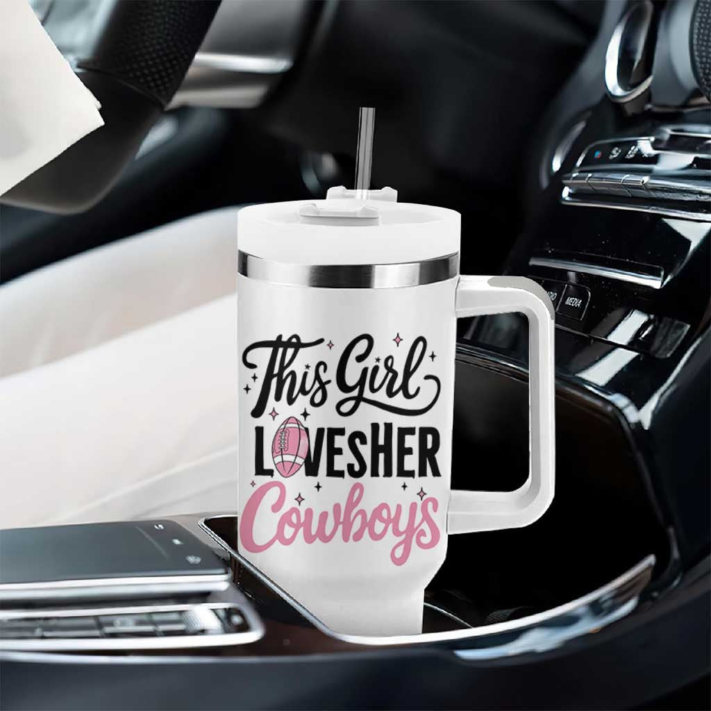 Funny Football Fan Gift Tumbler With Handle This Girl Loves Her Cowboys - Wonder Print Shop
