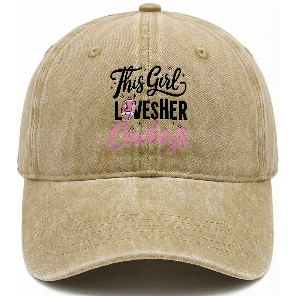 Funny DF Fan Gift Washed Cotton Baseball Cap This Girl Loves Her Cowboy