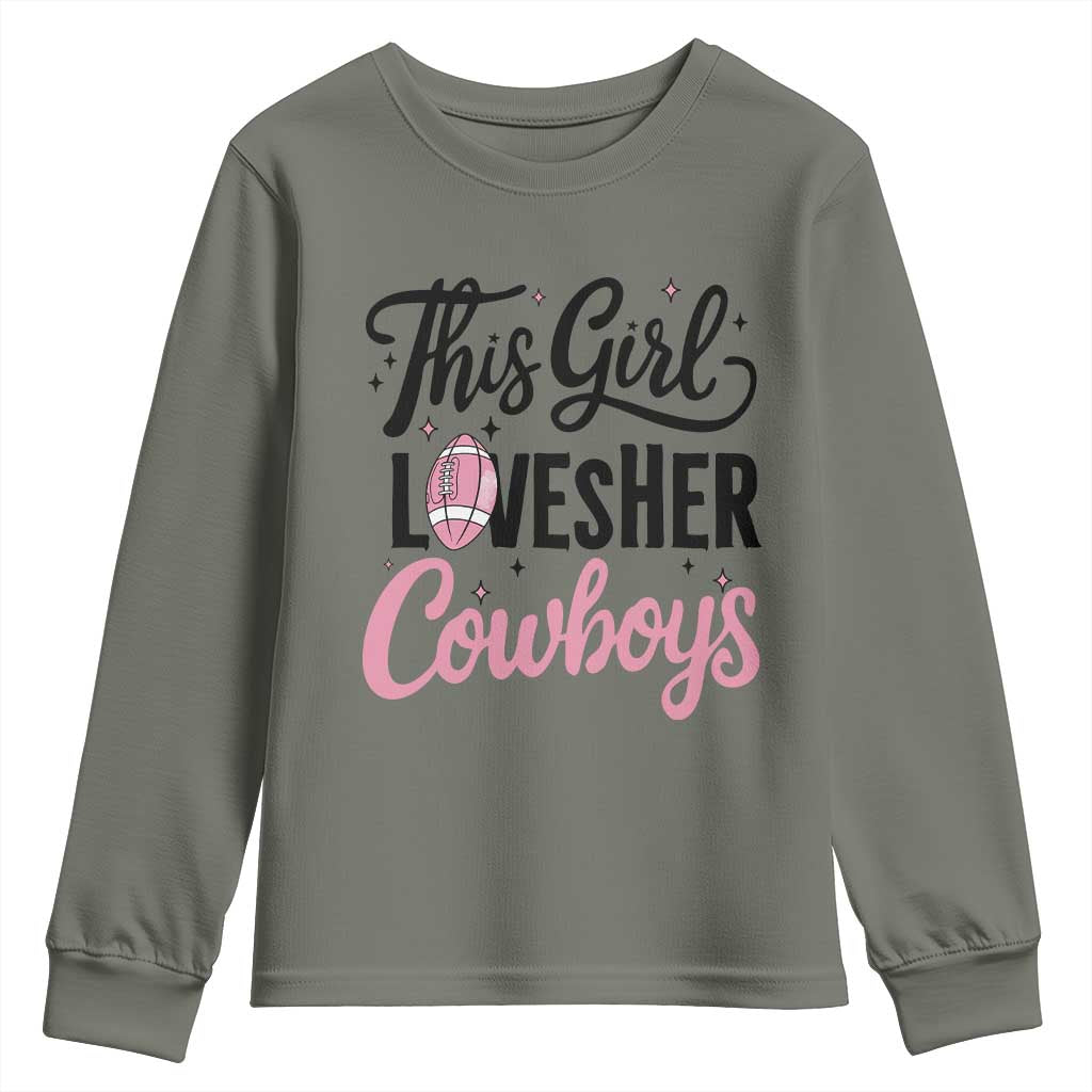 Funny Football Fan Gift Youth Sweatshirt This Girl Loves Her Cowboys - Wonder Print Shop