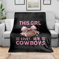 This Girl Loves Her Cowboys Throw Blanket Pink Bow Football Fan Gift - Wonder Print Shop