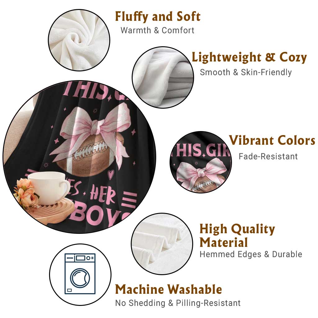 This Girl Loves Her Cowboys Throw Blanket Pink Bow Football Fan Gift - Wonder Print Shop