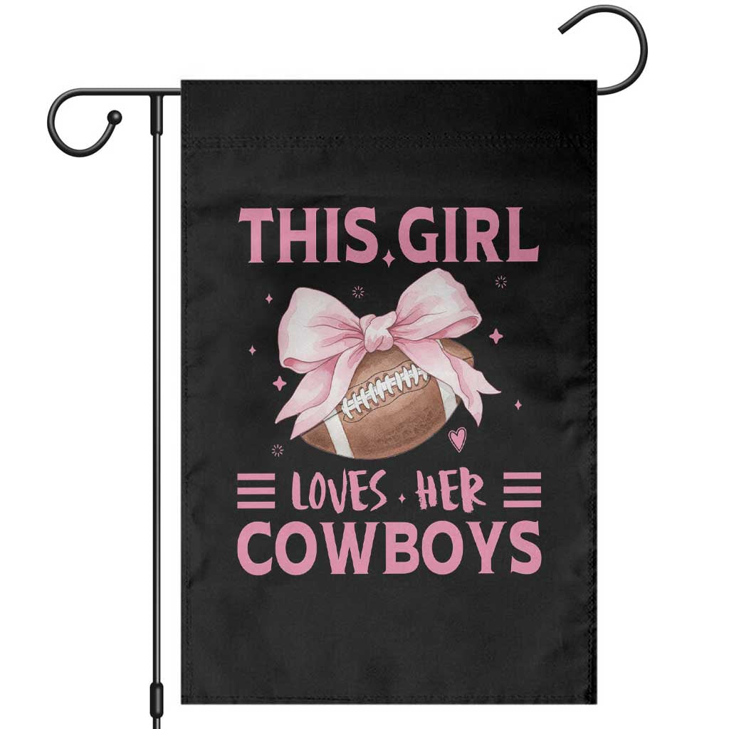 This Girl Loves Her Cowboys Garden Flag Pink Bow Football Fan Gift - Wonder Print Shop