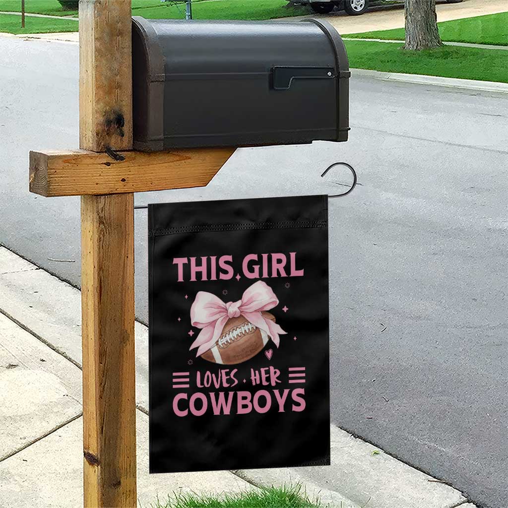 This Girl Loves Her Cowboys Garden Flag Pink Bow Football Fan Gift - Wonder Print Shop