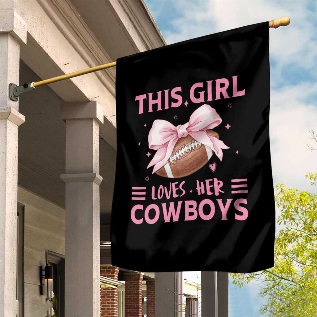 This Girl Loves Her Cowboys Garden Flag Pink Bow Football Fan Gift - Wonder Print Shop