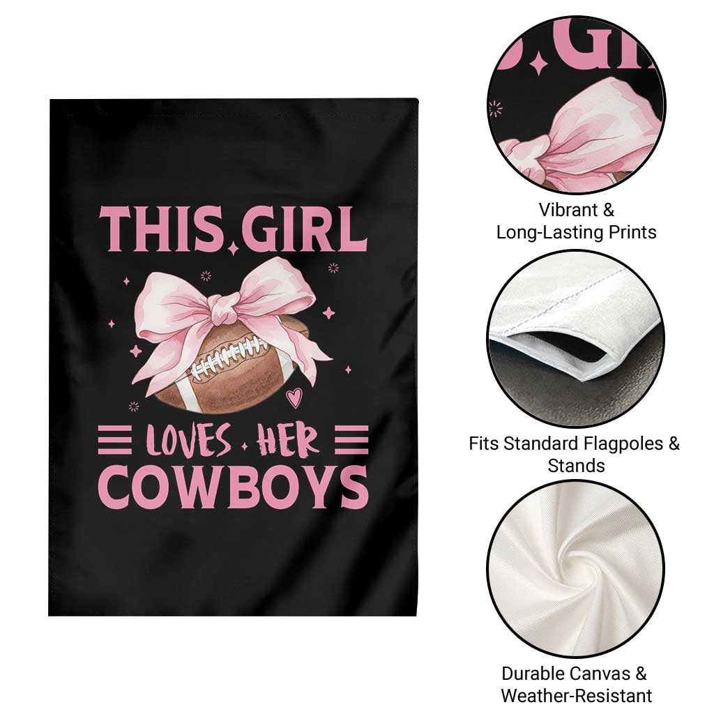 This Girl Loves Her Cowboys Garden Flag Pink Bow Football Fan Gift - Wonder Print Shop