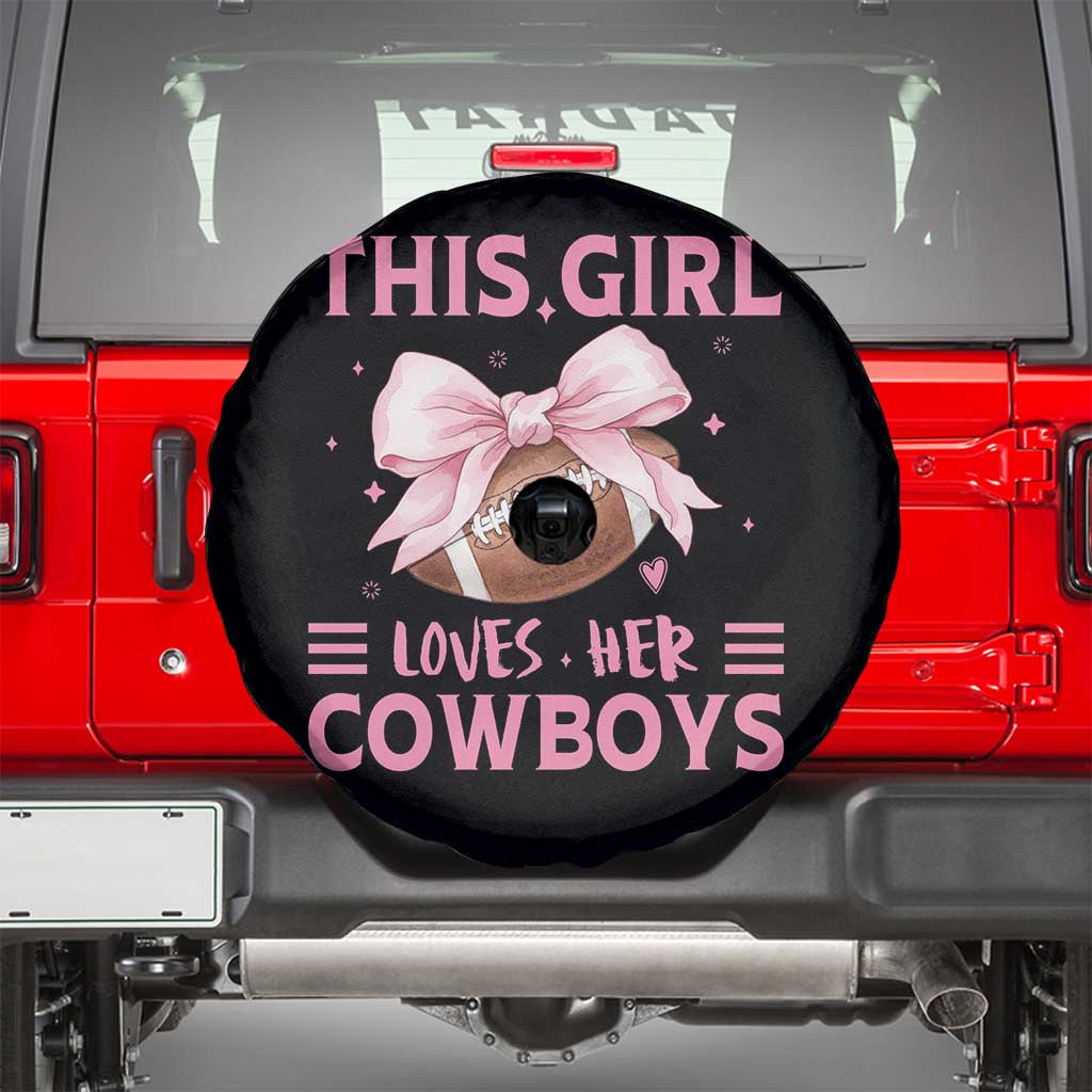 This Girl Loves Her Cowboys Spare Tire Cover Pink Bow Football Fan Gift - Wonder Print Shop