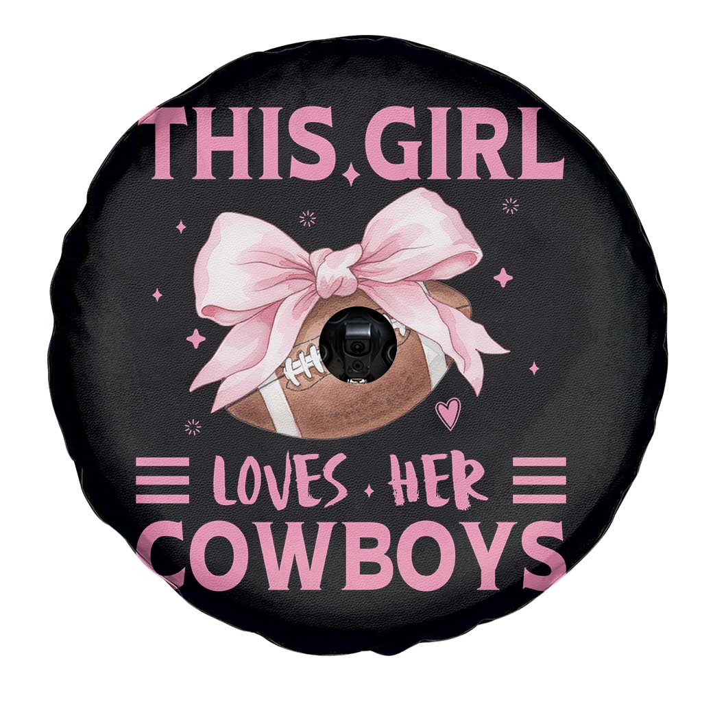This Girl Loves Her Cowboys Spare Tire Cover Pink Bow Football Fan Gift - Wonder Print Shop
