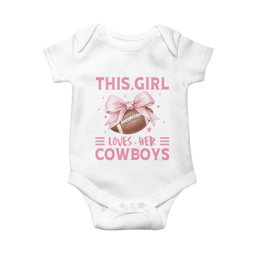 This Girl Loves Her Cowboys Baby Onesie Pink Bow Football Fan Gift - Wonder Print Shop