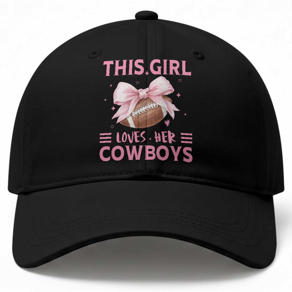 This Girl Loves Her Cowboy Baseball Cap Pink Bow FF Gift