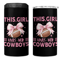 This Girl Loves Her Cowboys 4 in 1 Can Cooler Tumbler Pink Bow Football Fan Gift - Wonder Print Shop