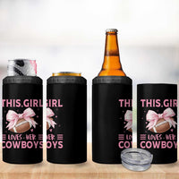 This Girl Loves Her Cowboys 4 in 1 Can Cooler Tumbler Pink Bow Football Fan Gift - Wonder Print Shop