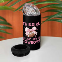 This Girl Loves Her Cowboys 4 in 1 Can Cooler Tumbler Pink Bow Football Fan Gift - Wonder Print Shop
