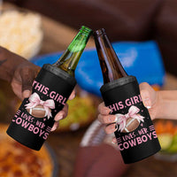 This Girl Loves Her Cowboys 4 in 1 Can Cooler Tumbler Pink Bow Football Fan Gift - Wonder Print Shop