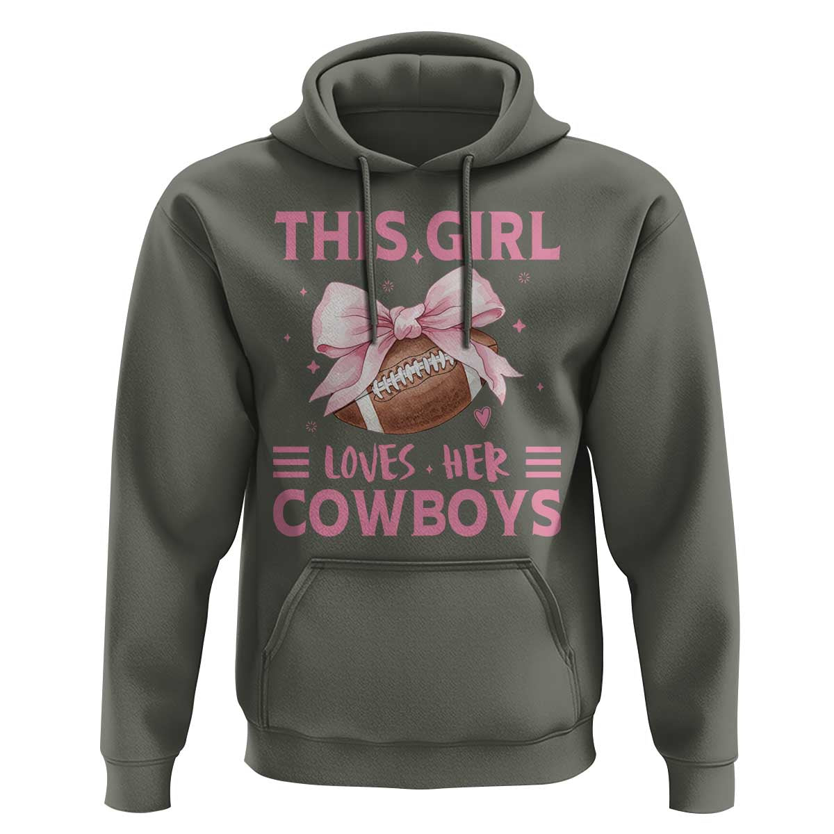 This Girl Loves Her Cowboys Hoodie Pink Bow Football Fan Gift - Wonder Print Shop