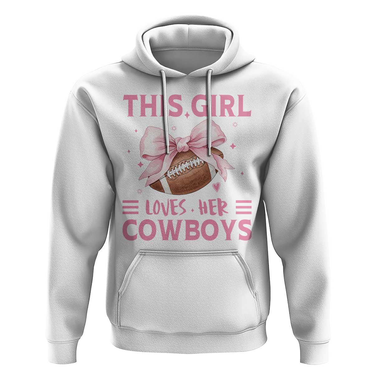 This Girl Loves Her Cowboys Hoodie Pink Bow Football Fan Gift - Wonder Print Shop